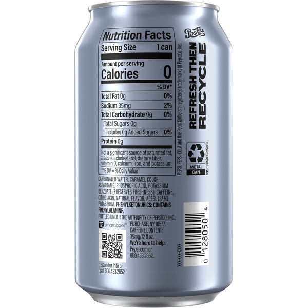 Can of Diet Pepsi Nutrition Facts